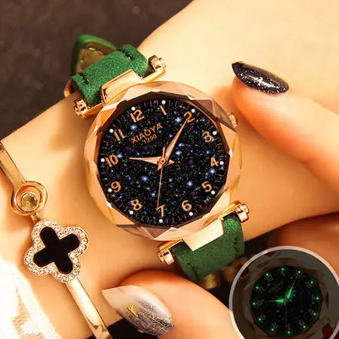 Quartz Women's Watch with Luminous Starry Design