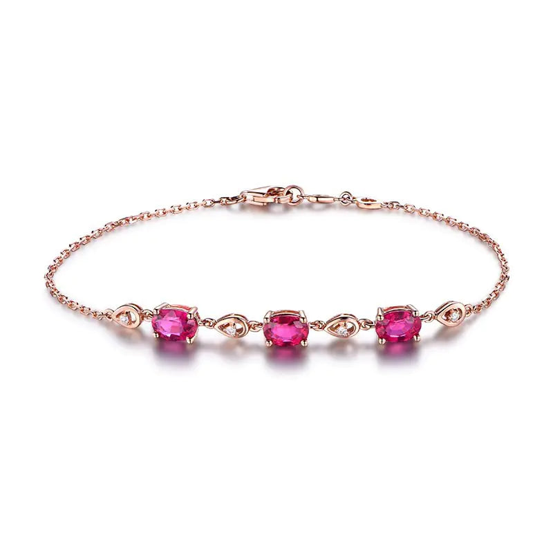 Imitation Red Tourmaline Color Gem Bracelet