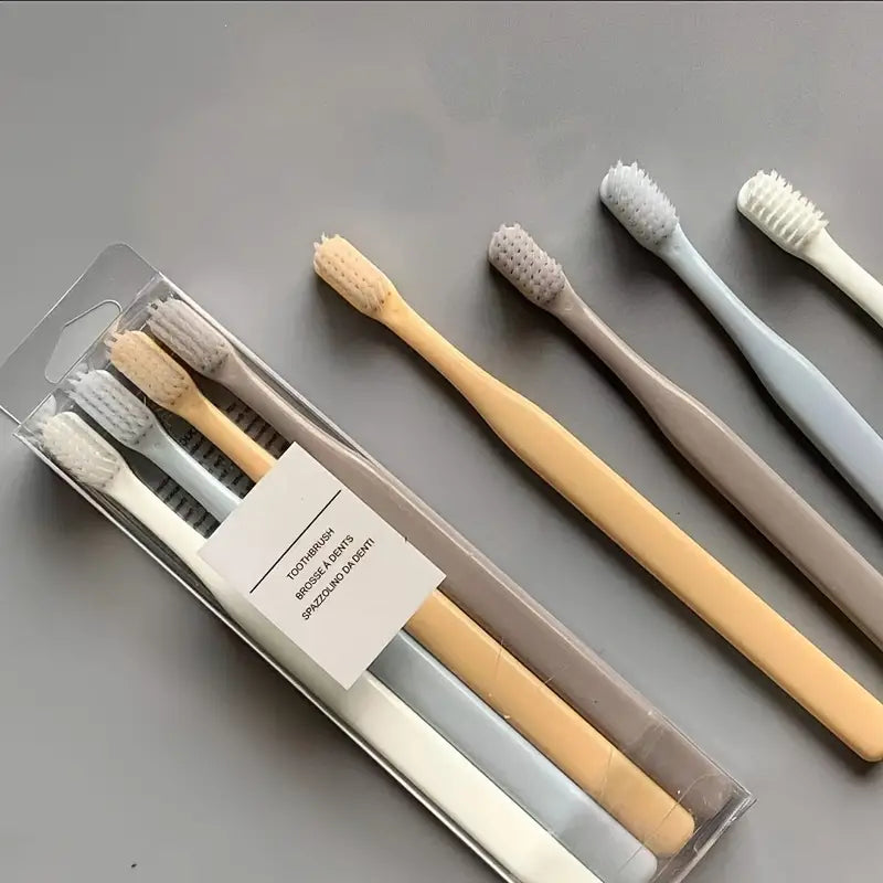 Soft-Bristled Manual Toothbrush Set for Adults (4pcs)