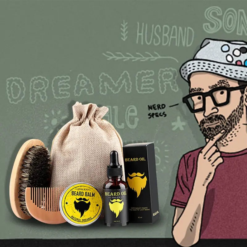 Men's Beard Care Set with Beard Balm and Oil