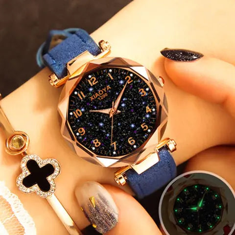 Quartz Women's Watch with Luminous Starry Design